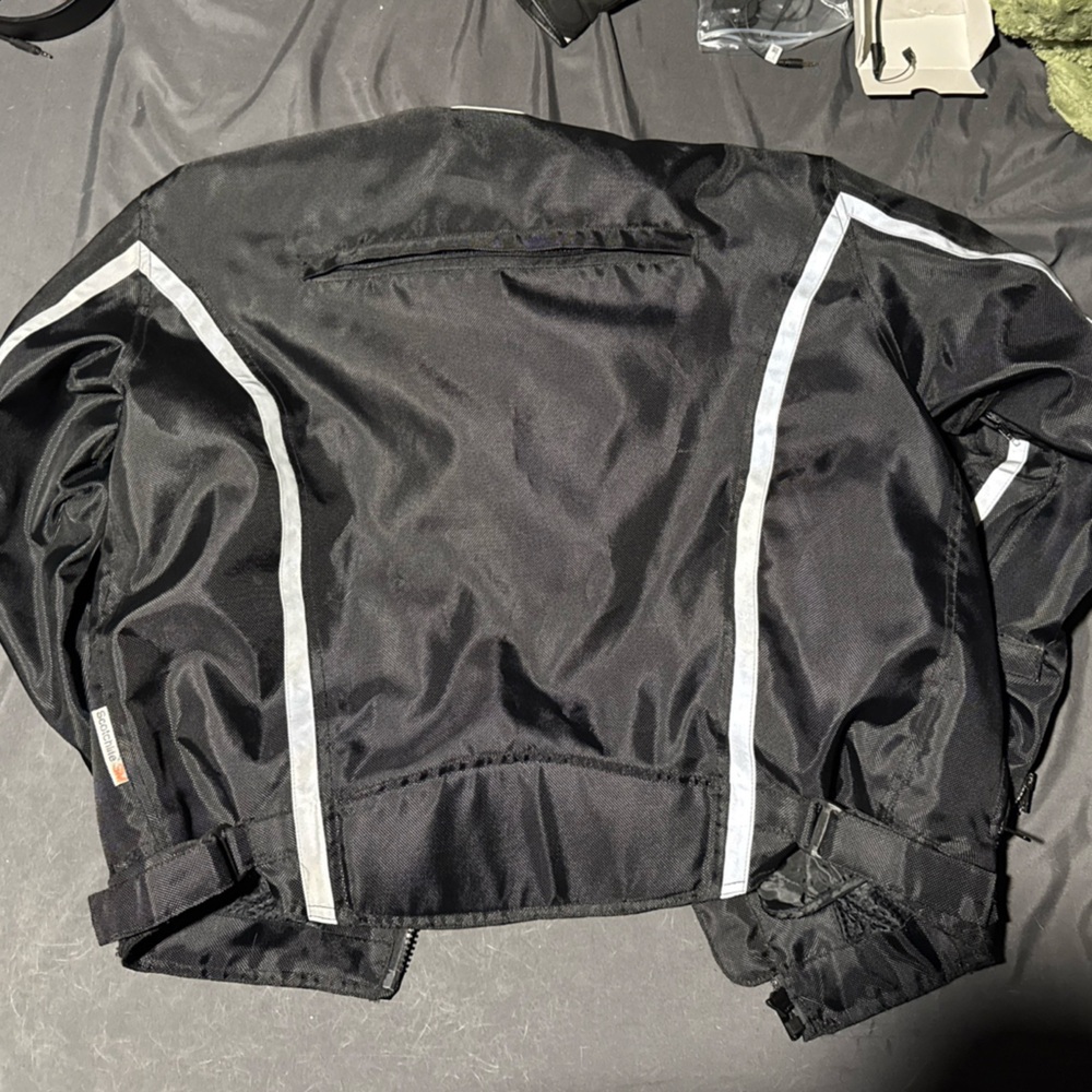 First Racing Armored Black Motorcycle Jacket, Reflective with Inner Liner - Picture 8 of 8